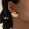 Boucles d'oreilles HUANQI Creative Géométrique Twist Croix Rayé Mode Pour Femmes Filles À La Mode Vintage Parti Bijoux Cadeaux 2024 En Gros