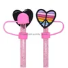 Drinking Sts Lgbt Rainbow Love Sile St Toppers Accessories Er Charms Reusable Splash Proof Dust Plug Decorative 8Mm/10Mm Drop Delivery Otavo