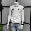 Men's Polos Designer Polo men's short sleeve new summer solid color embroidered chapter collar T-shirt trend versatile slim Lapel T-shirt VVF0