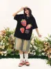 Kvinnors T -skjortor Tawaaiw Summer 2024 Strawberry Print Shirt Women kläder Kort ärm damer toppar koreanska mode lösa bomullste femme femme