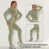 Lu Align Lemon Finger WISRUNING avec haut de sport à manches longues et découpes pour femmes, chemises de yoga sans couture, collants push-up, vêtements de sport Outfi