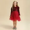 Robes de fille Vêtements de fille de noël pour 3-8 ans fête d'anniversaire robe de princesse rouge robe à paillettes élégante pour enfants costume de père noël du nouvel an 240315
