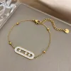 14k Gelbgold Strasssteine Geometrische Ellipse Anhänger Halskette Ohrringe Armbänder Für Frauen Goldene Kette Schmuckset