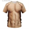Erkek Tişörtler Moda Hip Hop 3d T Shirt Erkekler/Kadınlar T-Shirt Komik Baskılı Göğüs Saç Kas TS Yaz Erkek Çirkin T Shirt Yüksek Kaliteli Giysiler Y240321