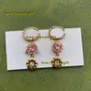 Stud Pink Big Jewel Dangle Charm Gold Flower Eardrop Full Diamonds Double Letters Geometry Design Ear Stud 2024 Designer Earrings Jewelry Fashion Gift Women Stores