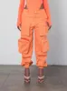 Damenhosen Streetwear Frauen Hohe Taille Cargo 2024 Frühling Herbst Harajuku Multi-Pocket Design Hose Weiblich Schwarz Orange Top Qualität