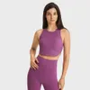 Lu Align Citron Sport Côtes Solide Soutien-Gorge Couleur Col Haut Fiess Brassière Femmes Gym Dos Nu Yoga Débardeur Crop Top Push Up Sous-Vêtements D'entraînement Sportswe