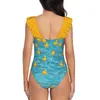 Kvinnors badkläder gummi ducky himmel ver.2 kvinnor rufs en bit baddräkt sexig bodysuit monokini baddräkt anka kärlek älskare tqu6