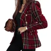 Women's Suits Trendy Autumn Blazer Slim Fit Women Plaid Print Business Casual Winter Coat Warm