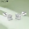 Серьги TBCYD 2CT D VVS1 Asscher Cut для женщин, серебро S925, классические серьги-гвоздики с 4 зубцами, сверкающие ювелирные изделия 240227