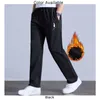 Men's Pants Brand Winter Fleece Warm Men Casual Slim Thick Jogging Outdoor Black Gray Blue Skinny Trousers Male