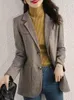 Damenanzüge Blazer Frauen Herbst Umlegekragen Langarm Tops Mantel Koreanische Mode Temperament Slim Fit Jacke