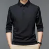 Fashion Men Business Solid Polo Shirts Spring Autumn Cotton Long Sleeve Button Lapel Male Clothing Loose Casual TShirt Tops 240314