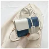 Shoulder Bags Splicing Trendy Texture Fashion for Women's Summer Simple Small Square Underarm One Casual Bag