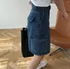 Damskie spodenki 2024 Summer Street Fashion Women Lose Wild Pięciopunktowe solidne niezależne niezależne niebieskie jeansowe kieszonki Y2K prosto