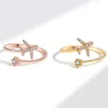Fashionabla kvinnors flygplan Zircon Open Ring, Wind Plated Gold Ring smycken för kvinnor