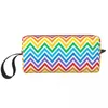 Sacs à cosmétiques personnalisés multicolores motif zigzag trousse de toilette bohème géométrique maquillage organisateur dame beauté stockage Dopp kit étui