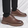 Classic Retro Round Head Mens Schuhe Casual Driving Oxford Genuine Leder Party Schuhe Herrendicke Soled -Dating -Ladung 240402