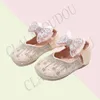 First Walkers Leather shoes Claladoudou for kids girls full of crystals little princess with cute butterfly-knot for party 240315