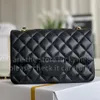 12A Mirror Quality Designer Rectangle Classic Flap Bag 20cm Mini Womens Real Leather Quiltade väskor Lyxiga handväskor Caviar Lambskin Purse Black Shoulder Chain Box Bag Bag