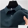 Men'S Polos Mens S Cool Down Summer T Shirt Mesh Ice Silk Short Sleeve T-Shirt Collar Solid Color Half Men Clothing Drop Delivery Appa Ottol