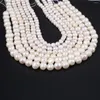 Loose Gemstones White Natural Freshwater Pearls Beads Size 5-6mm 6-7mm Nearly Round Spacer For Jewelry Making DIY Necklace Bracelet