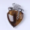 Collares colgantes FYSL Chapado en plata Seda Amor Corazón Amatistas Piedra para regalo Opalita Ópalo Joyería romántica