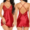 Kvinnors sömnkläder kvinnor Deep v Sexig Nightdress Lingerie Lace Silk Erotic Top Rygglös underkläder Nattklänning Hemkläder Pyjamas