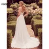 Enkel boho bröllopsklänning för kvinnor 2024 V-hals applikationer backless brudklänningar med knappchiffon vestidos de novia yd