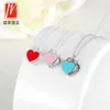 Pendentif coeur d'amour de styliste, collier en émail rouge bleu rose, mode féminine, chaîne de clavicule, cadeau pour petite amie