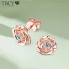TBCYD 3MM D COLOR VVS1 أقراط مسمار للنساء S925 Sterling Silver Rose Flower Plower Diamond Ear Buds Gifts Fine Jewelry Gifts 240227
