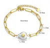 Roestvrij staal voor vrouwen Gold Metal Star Verstelbare ketting Nieuwe Designer Femme Charm Bracables Barokke Pearl -armband roestvrij