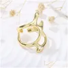 Anneaux À la mode Golden Irregar Lava Texture Bague ouverte Femme Plis Haut de gamme Niche Design Cold Wind Punk Metal Accessoires Drop Deli Otczl