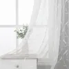 Rideaux BILEEHOME rideaux brodés d'oreilles de blé transparents courts pour salon cuisine rideaux en Tulle blanc modernes traitements de fenêtre en gaze