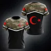 T-shirts voor heren Turkije vlag overhemd Heren T-shirt Leger camouflageprint Sweatshirt Zomer O-hals Los Jersey Mode Korte Slve Kleding Tops Y240315