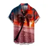 メンズカジュアルシャツ半袖シャツのトレンドレジャープリントブラウス夏休みビーチファッションボタンダウン