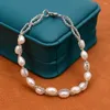 Strand G-G natuurlijke witte rijst parel kralen gevlochten armband 7" sieraden cadeaus voor meisjes