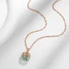 Pendentif Colliers Wbmqda Big Square Light Green Stone et collier pour femmes 585 Rose Gold Couleur Mode Zircon Bijoux Accessoires