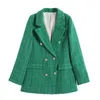 Cappotto da donna di media lunghezza a doppio petto con texture a 4 colori da donna americana K2 240315