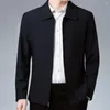 メンズジャケットメンジャケット春秋にフォーマルなビジネスカジュアルウェアのためのジッパークロージャーポケット付きエレガントなミッドエイジラペル
