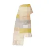 AC女性格子縞のスカーフ冬のパシュミナショールズカシミアシックラップレディタッセルウォームスカーフレインボーヘアリーブファンダ3Uns4