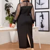 Elegant and Perrty Womens Long Dresses with Sleeves Black Party Commuting Plus Size Summer 2023 240311