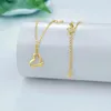 Chaînes Véritable Pure Pure 18K Chaîne en or jaune Femmes Lucky Double Coeur Pendentif O Link Collier 1.98-2g