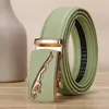 Ceinture en cuir vert terre pour hommes, peau de vache jaune, rouge, boucle automatique, bleu, blanc, orange, pantalon pour femmes, 240315