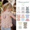 Robes de fille Chemises coréennes pour enfants pour 2024 nouveau printemps été bébés filles pour vacances t-shirt sans manches avec des fleurs chemisier shorts vêtements 240315