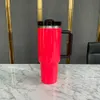 Magazzino USA grande capacità 40 once colori al neon sublimazione vuota bicchieri da bere lucidi tazze da viaggio all'aperto bottiglia d'acqua Thermos quencher con manico e cannucce