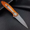 Tactical Green/Orange Leek 1660 Folding Knife 8Cr13Mov Blade Stainless Steel Handle Flipper Assisted Pocket Knife With Belt Clip Everyday Carry For Hunting Camping