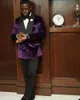 Costumes pour hommes, belle veste en velours violet, pantalon 2 pièces, smoking de mariage pour marié, costume de fête pour hommes, Blazer Slim Fit