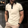 남성용 T 셔츠 여름 여가 문화 통기성 짧은 슬리브 셔츠 최고 패션 지퍼 ropa para hombres 대형 남성
