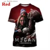 Herr t-shirts skräckfilm megan 3d tryck t shirt män kvinnor casual mode rund nacke thriller kort slve hip hop roliga t-shirt toppar y240321